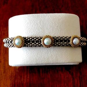 LAGOS Luna Pearl Rope Collection.  Silver/Gold/Pearls. Box clasp.